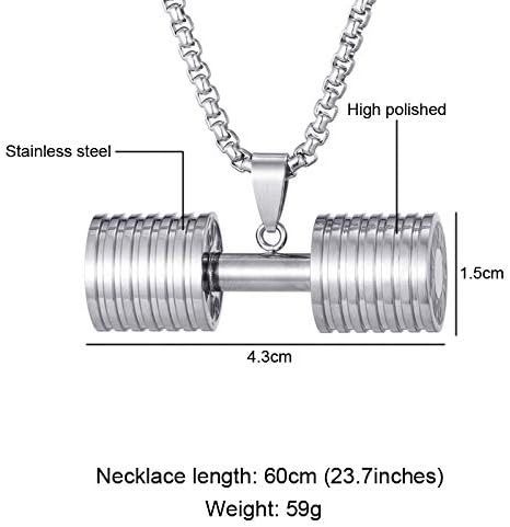 1PC Go Fit: Stainless Steel Dumbbell Unisex Pendant Necklace for Gym/ Fitness Lovers - Elevate Your Fitness Style