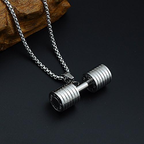 1PC Go Fit: Stainless Steel Dumbbell Unisex Pendant Necklace for Gym/ Fitness Lovers - Elevate Your Fitness Style