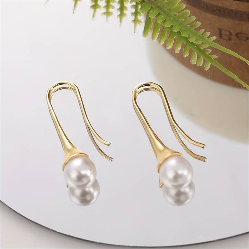 El Regalo Super Classy Pearl Drop Hook Earrings for Girls & Women