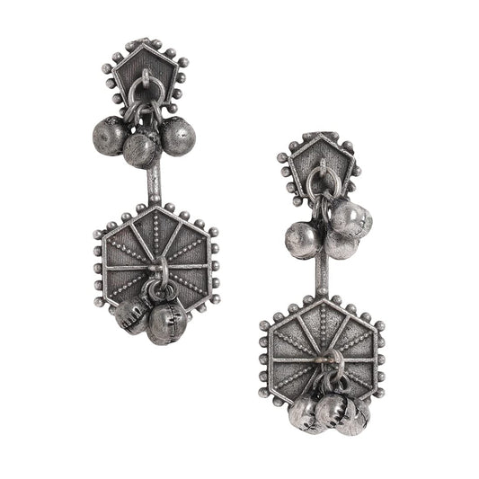 El Regalo Exquisite Handcrafted Silver Lookalike Brass Earrings