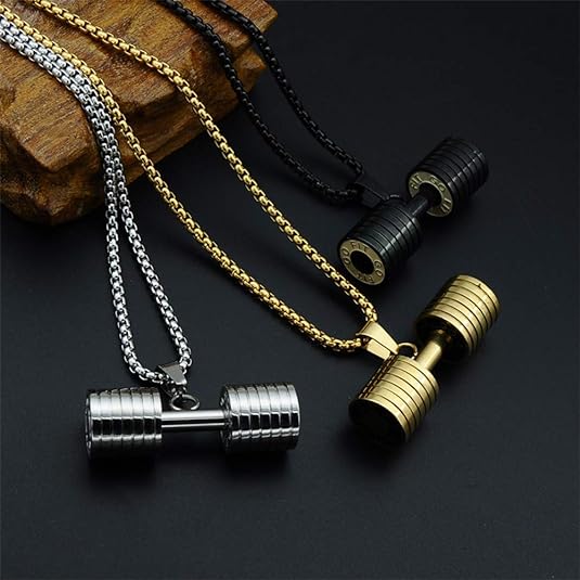 1PC Go Fit: Stainless Steel Dumbbell Unisex Pendant Necklace for Gym/ Fitness Lovers - Elevate Your Fitness Style