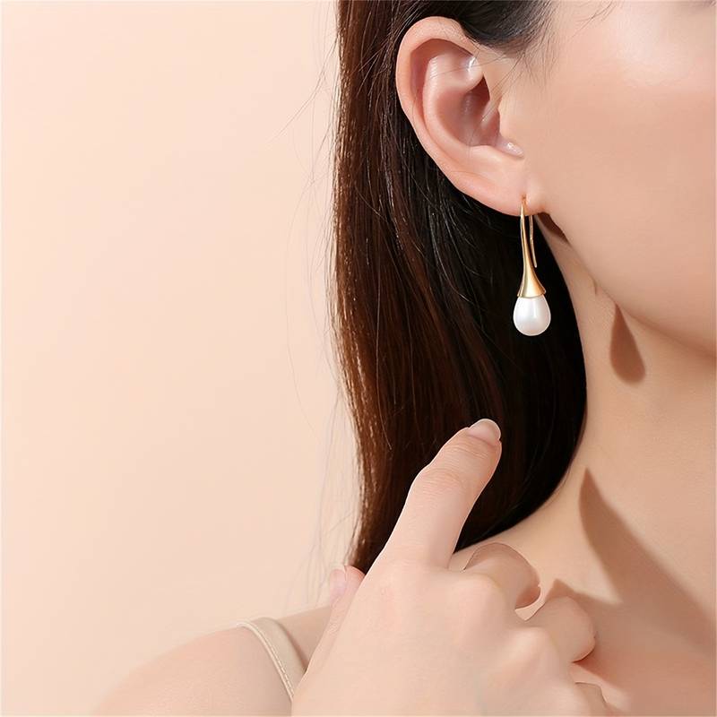 El Regalo Super Classy Pearl Drop Hook Earrings for Girls & Women