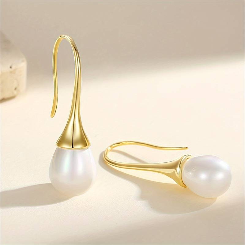 El Regalo Super Classy Pearl Drop Hook Earrings for Girls & Women