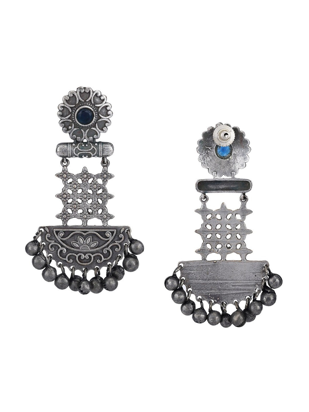 El Regalo Bollywood Inspired Big & Bold Exclusive Handmade Oxidized Silver lookalike Earrings