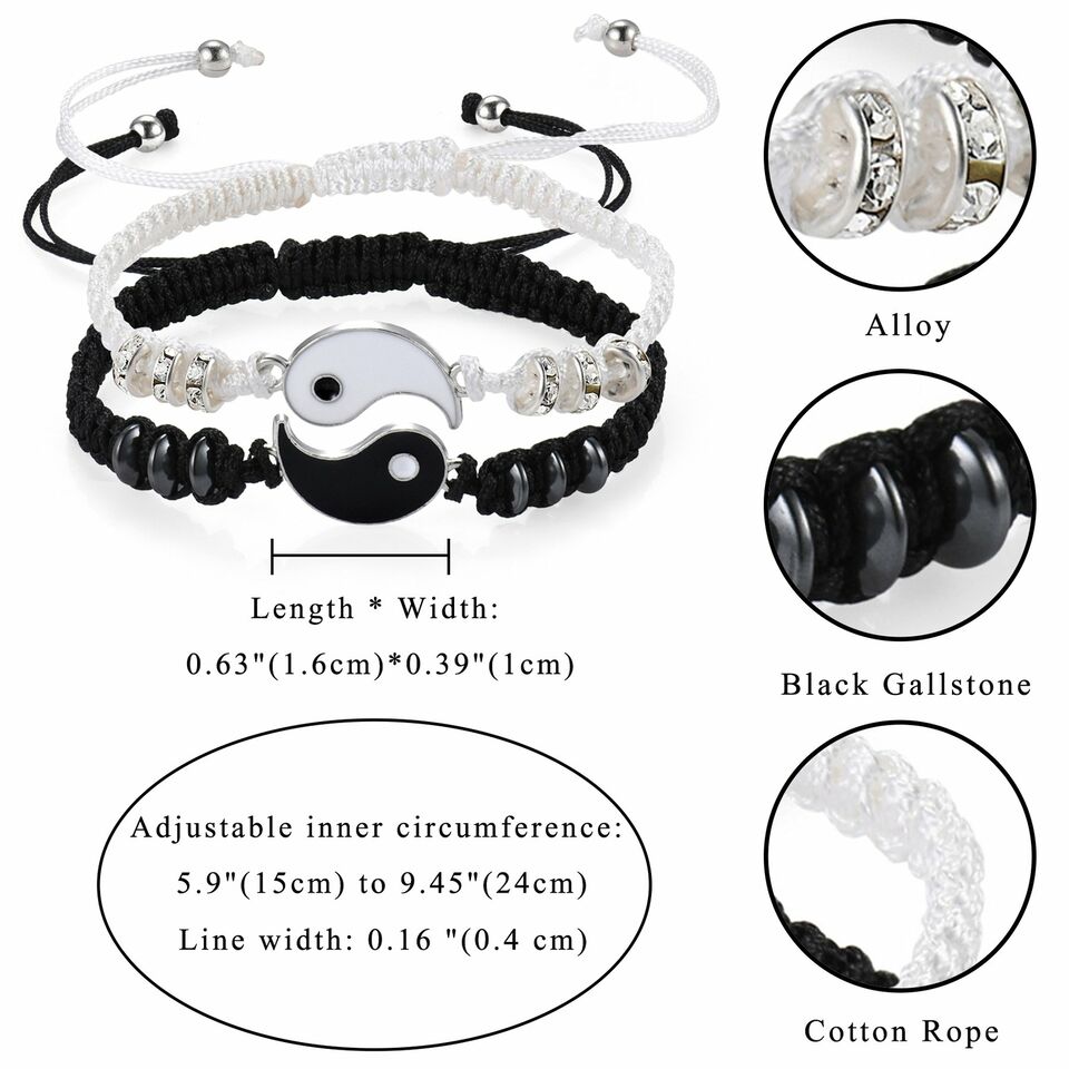 2PCS Yin Yang Couples/ Best Friends Bracelets Set- Discover Harmony: Unique Yin Yang Bracelets for Best Friends & Couples