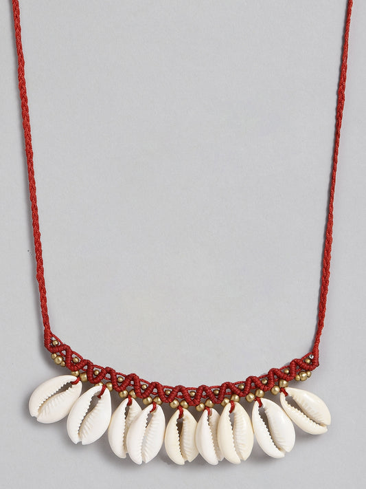 EL REGALO Maroon & Beige Big Cawrie Bohemian Necklace - for Women and Girls
Style ID: 16216046