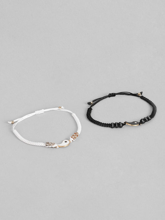 EL REGALO Unisex Pack of 2 Black & White Charm Bracelet - for Adults-Unisex
Style ID: 16310082