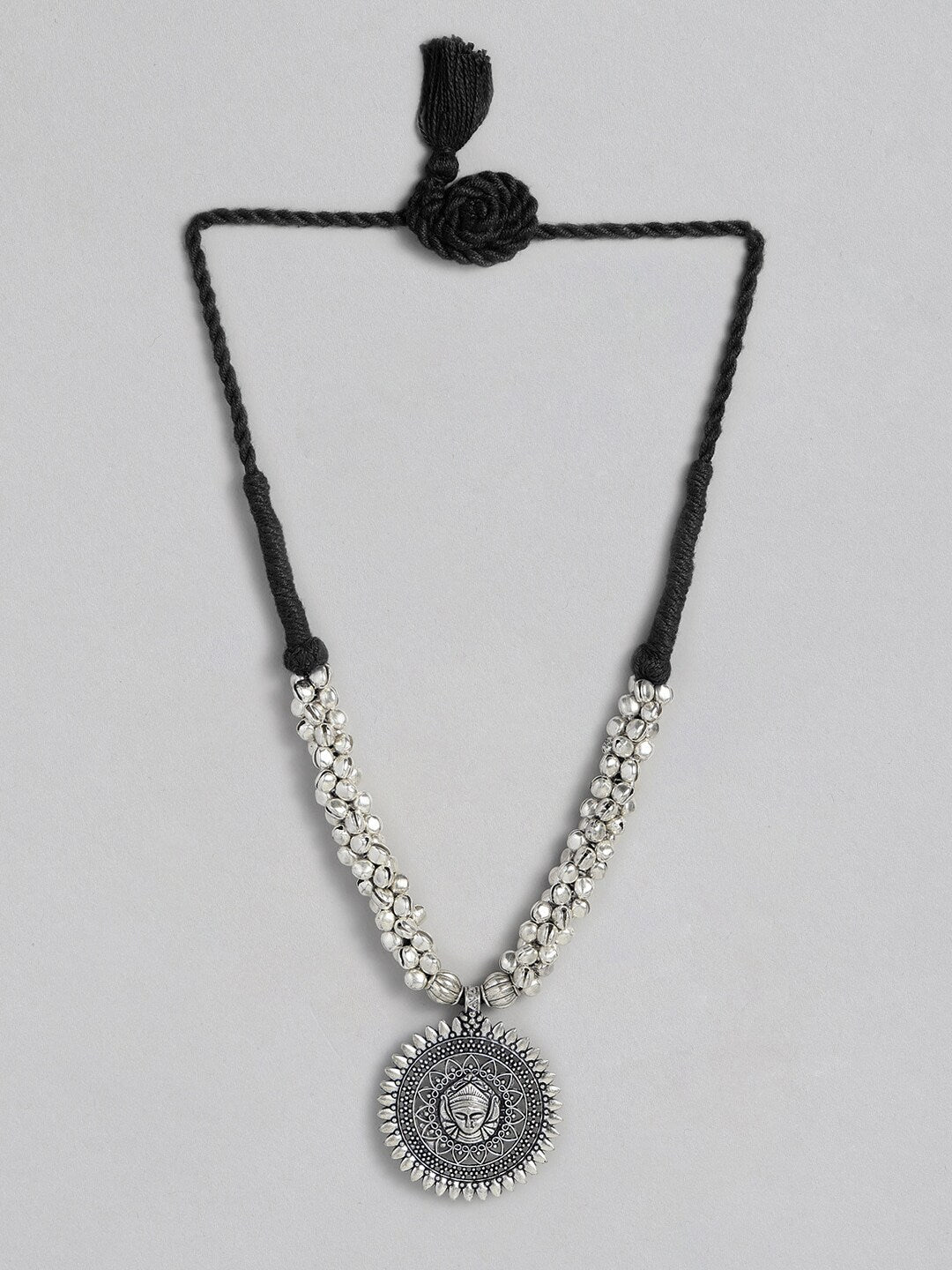 EL REGALO Silver-Toned & Black Durga-Ma-Pendant Necklace - for Women and Girls
Style ID: 16288040