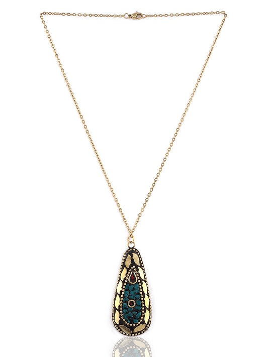 EL REGALO Green & Gold-Toned Brass Handcrafted Chain Necklace - for Women and Girls
Style ID: 17206386