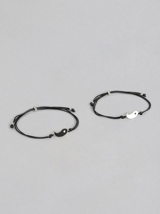 EL REGALO Unisex Pack of 2 Black & Silver-Toned Charm Bracelet - for Adults-Unisex
Style ID: 16310060