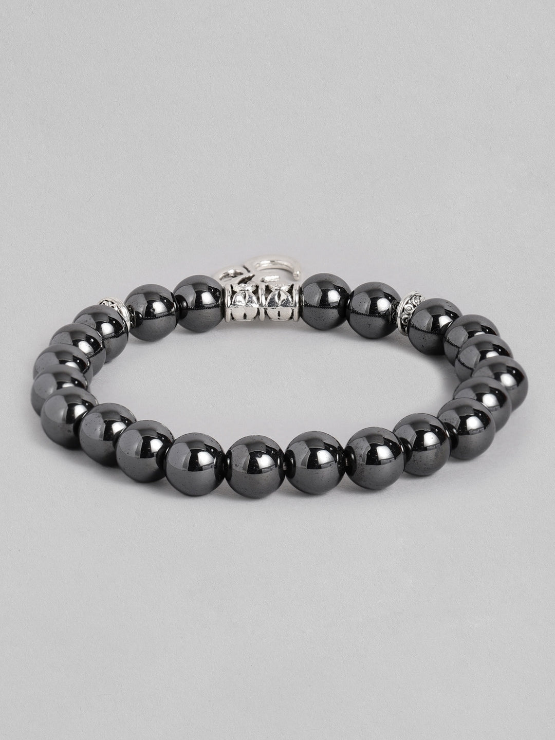 EL REGALO Men Charcoal Grey & Silver-Toned Handcrafted Om Elasticated Charm Bracelet - for Men
Style ID: 16186566