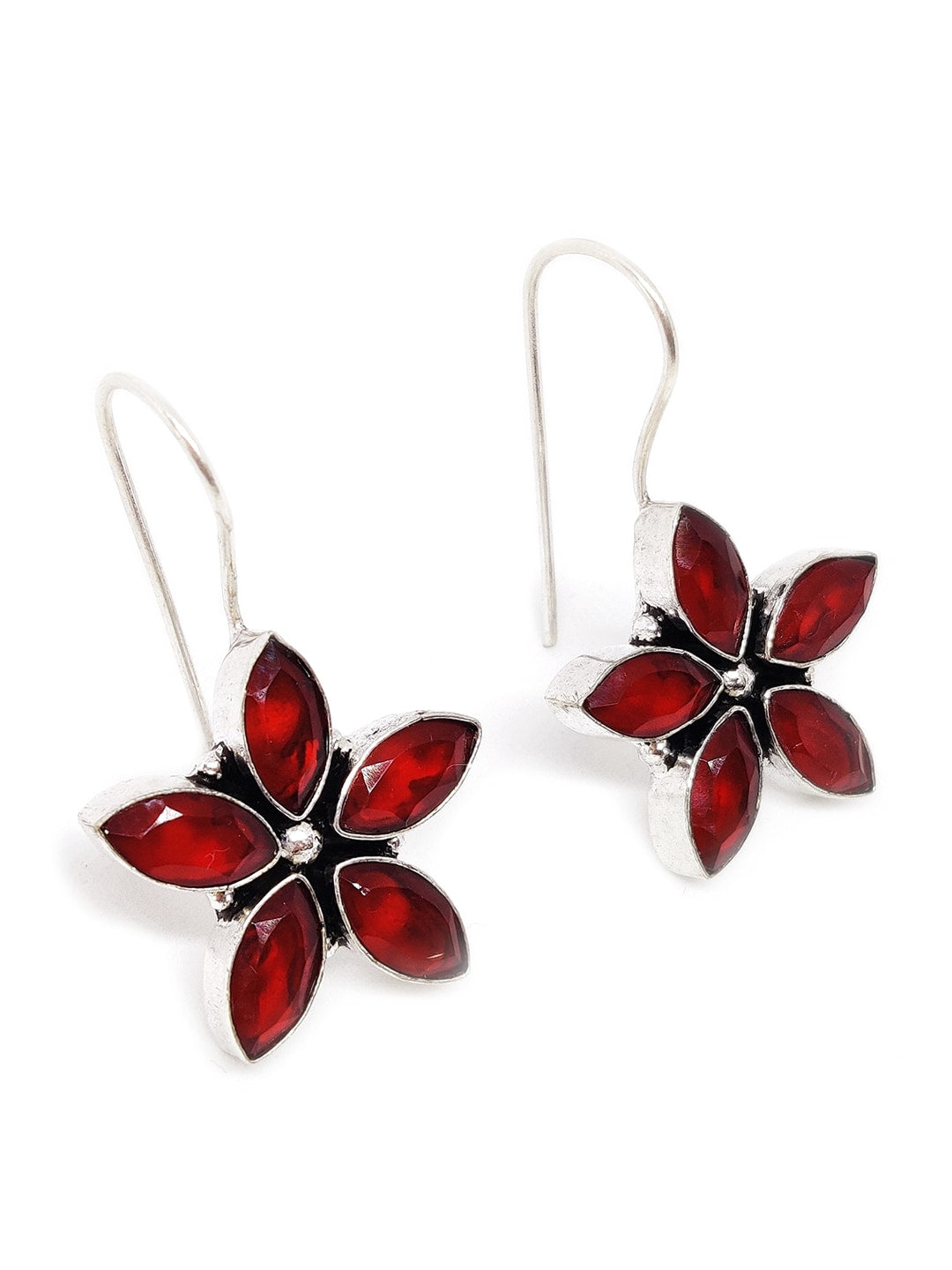 EL REGALO Red Floral German Silver Drop Earrings - for Women and Girls
Style ID: 16770276