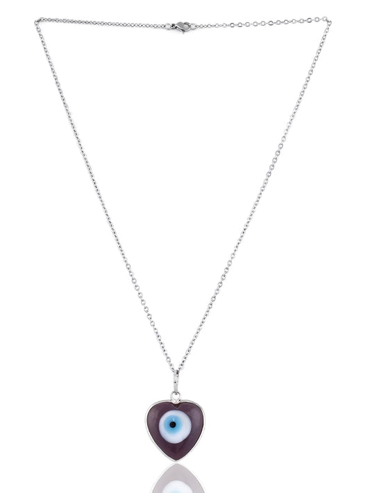 EL REGALO Silver-Toned & Purple Brass Heart-Shaped Evil Eye Pendant Necklace - for Women and Girls
Style ID: 17206388