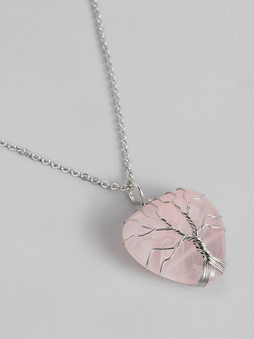 EL REGALO Pink & Silver-Toned Tree of Life Heart Shaped Handcrafted Link Necklace - for Women and Girls
Style ID: 16216060