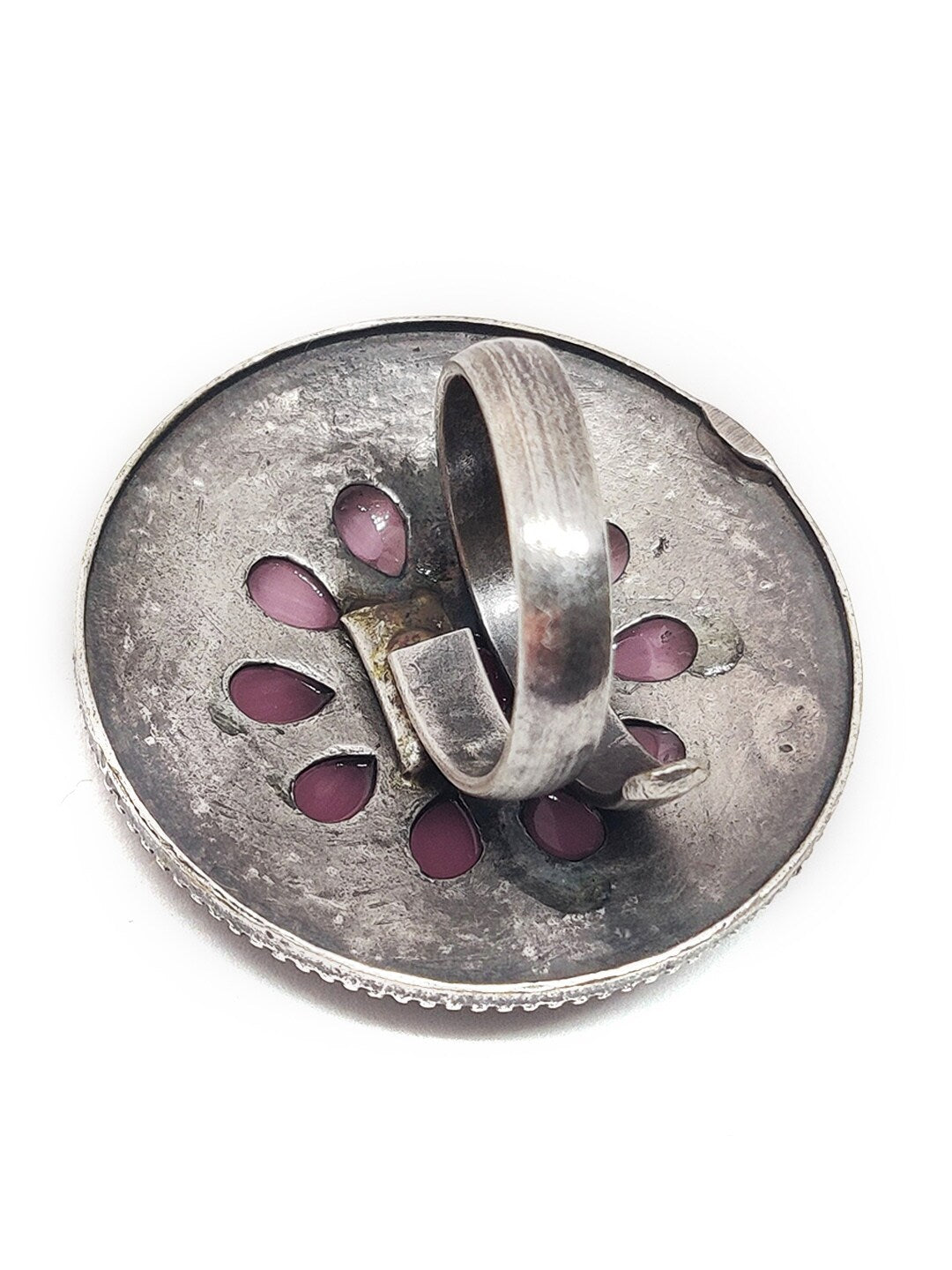 EL REGALO Silver-Toned Pink Stone-Studded Antique Adjustable Finger Ring - for Women and Girls
Style ID: 16843728