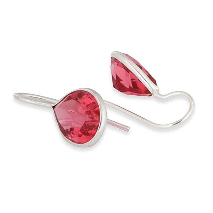 El Regalo 925 Silver Plated Rose Pink Drop Brass Hook Earrings with Bright Stones for Women & Girls- Valentines Day Gift