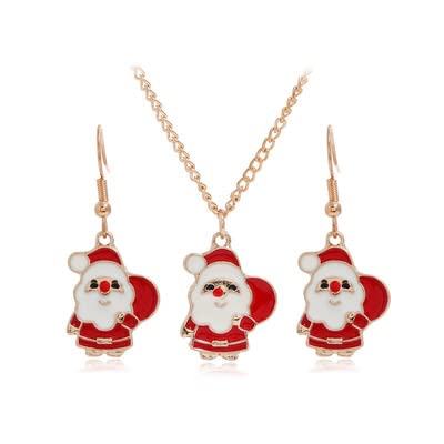 EL REGALO 2Pcs Merry Christmas Pendant Necklace Set Wish Card Adjustable Christmas Tree Snowflake Santa Claus Charms for Women Girls Thanksgiving Xmas Party Jewelry Gifts