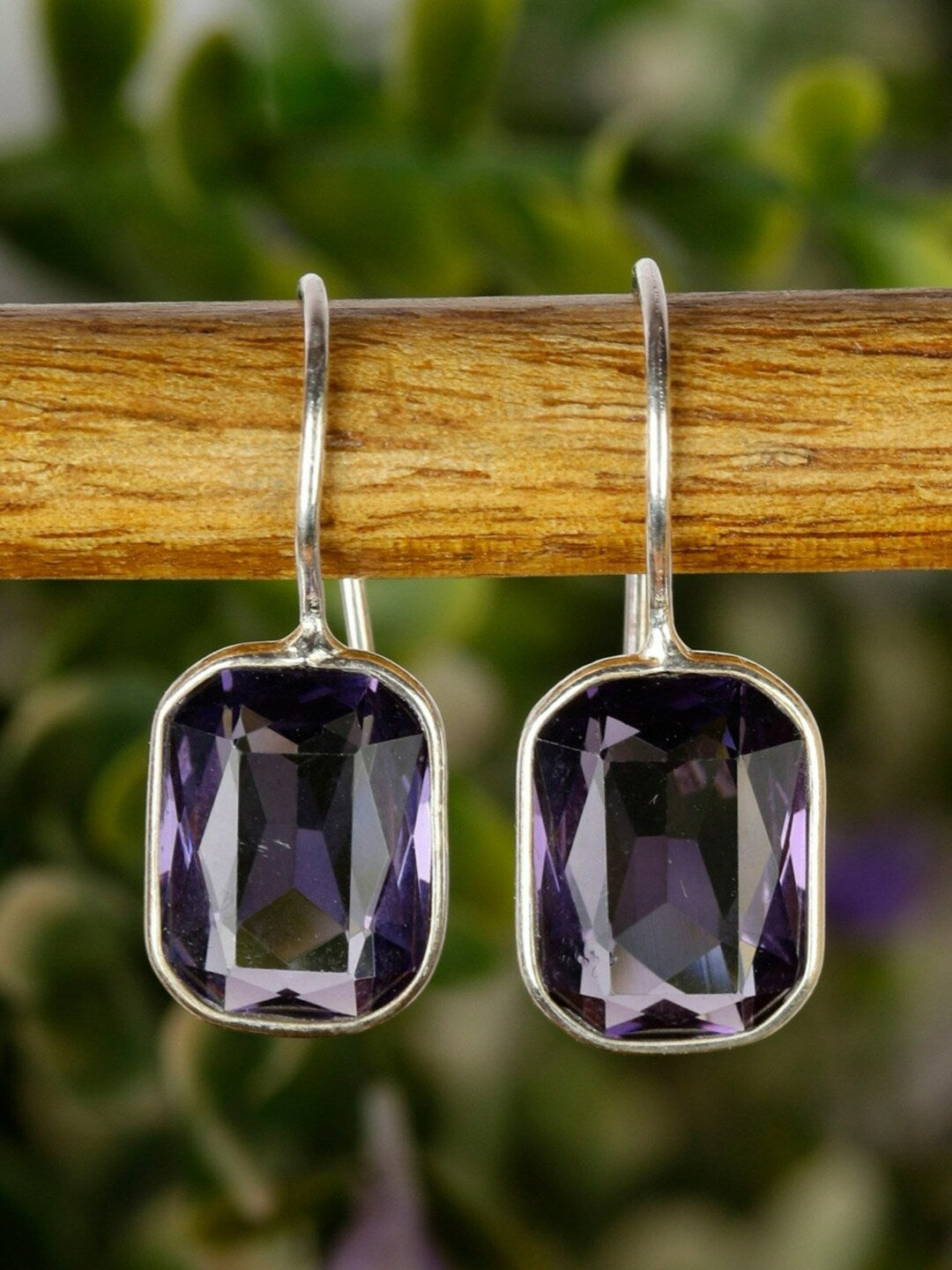 EL REGALO Purple & Silver-Toned Stone Studded Square Drop Earrings - for Women and Girls
Style ID: 17025040