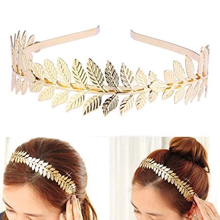 El Regalo's Partywear hairband- Stylish Golden Leaves Vintage Crown Style Metal Hairband/ Tiara Hair accessories for Kids/Girls/Teens/Women- Bridal Crown Hairbands