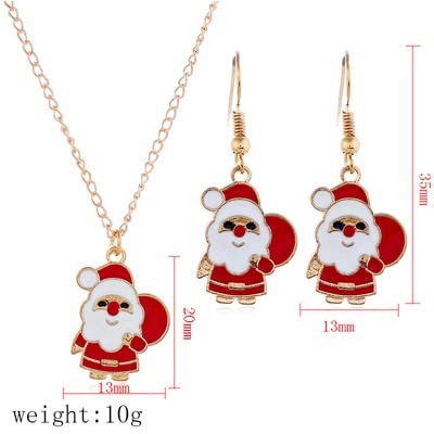 EL REGALO 2Pcs Merry Christmas Pendant Necklace Set Wish Card Adjustable Christmas Tree Snowflake Santa Claus Charms for Women Girls Thanksgiving Xmas Party Jewelry Gifts