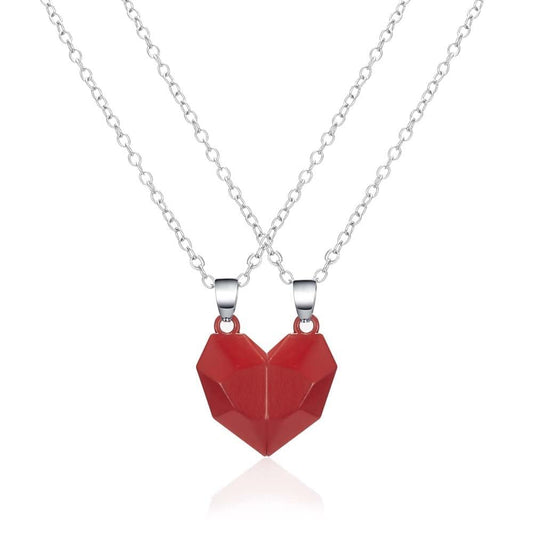 El Regalo 2 Pcs Heart Couples Magnetic Necklace for Couples/ Besties/ Friends - Black White Matching Pendant Friendship Distance Magnetic Love Heart Jewelry