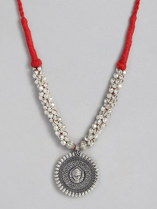 EL REGALO Silver-Toned & Red Durga-Ma-Pendant - for Women and Girls
Style ID: 16288046