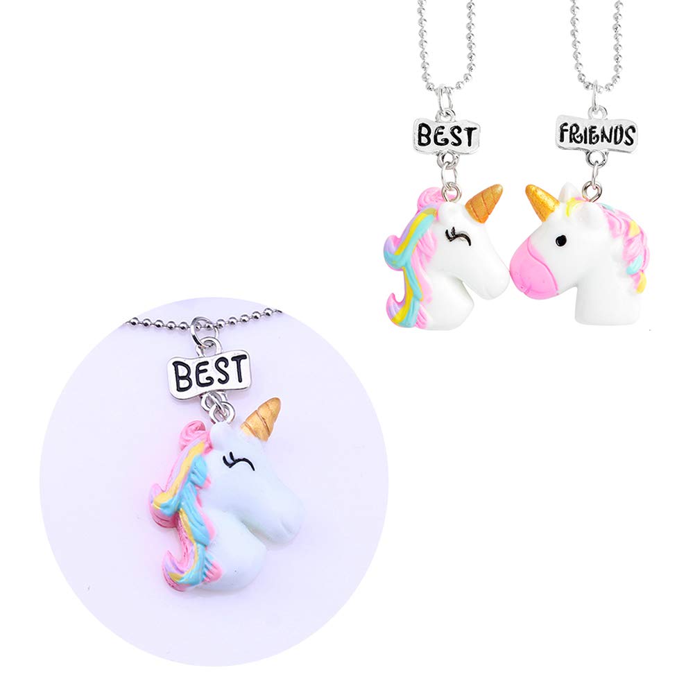 El Regalo 2PCs Best Friends Unicorn Pendant Necklaces Set for Girls Kids - BFF Jewelry