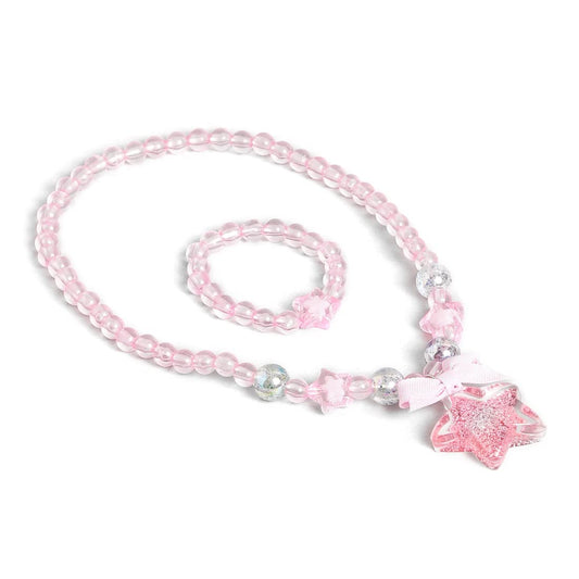 El Regalo 1 Pair Girls Kids Glittery Star Beads Princess Necklace & Bracelet Sets- Acrylic Star Beads Princess Necklace Bracelet Jewelry Set - Gift for Little Girls