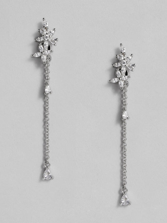 EL REGALO Silver-Toned AD Studded Floral Shaped Jacket Drop Earrings - for Women and Girls
Style ID: 16193864