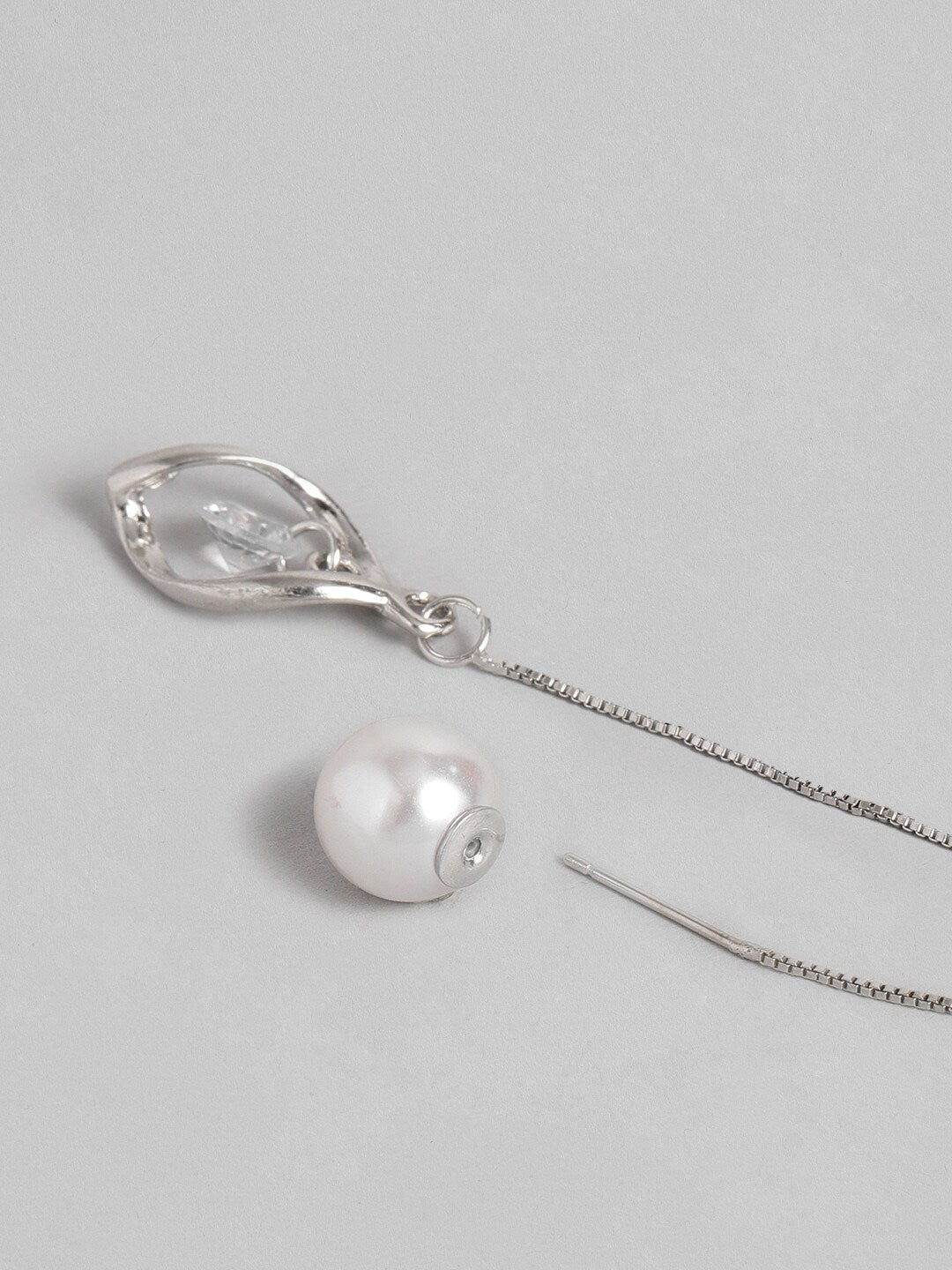EL REGALO White & Silver-Toned Pearl Beaded Contemporary Double-Sided Drop Earrings - for Women and Girls
Style ID: 16193862
