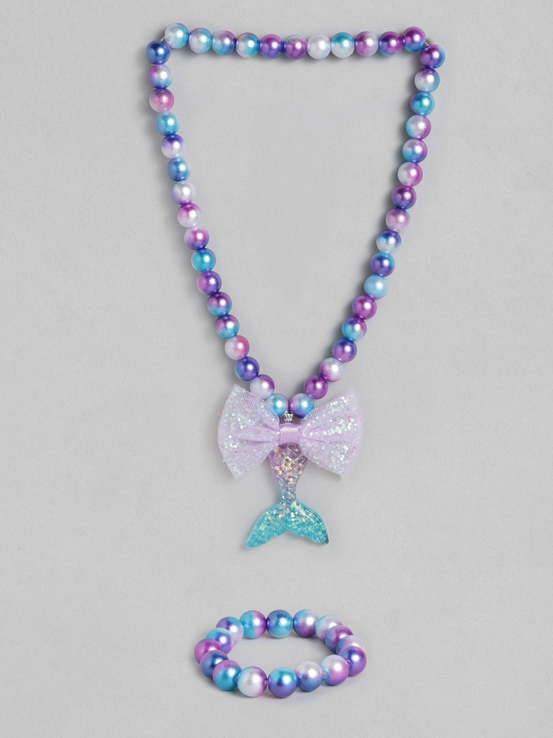 EL REGALO Girls Purple Beaded Mermaid Jewellery Set