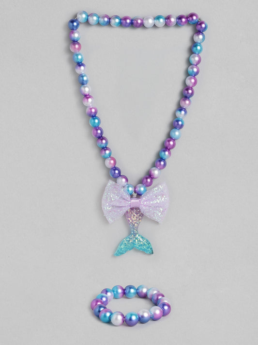 EL REGALO Girls Purple Beaded Mermaid Jewellery Set