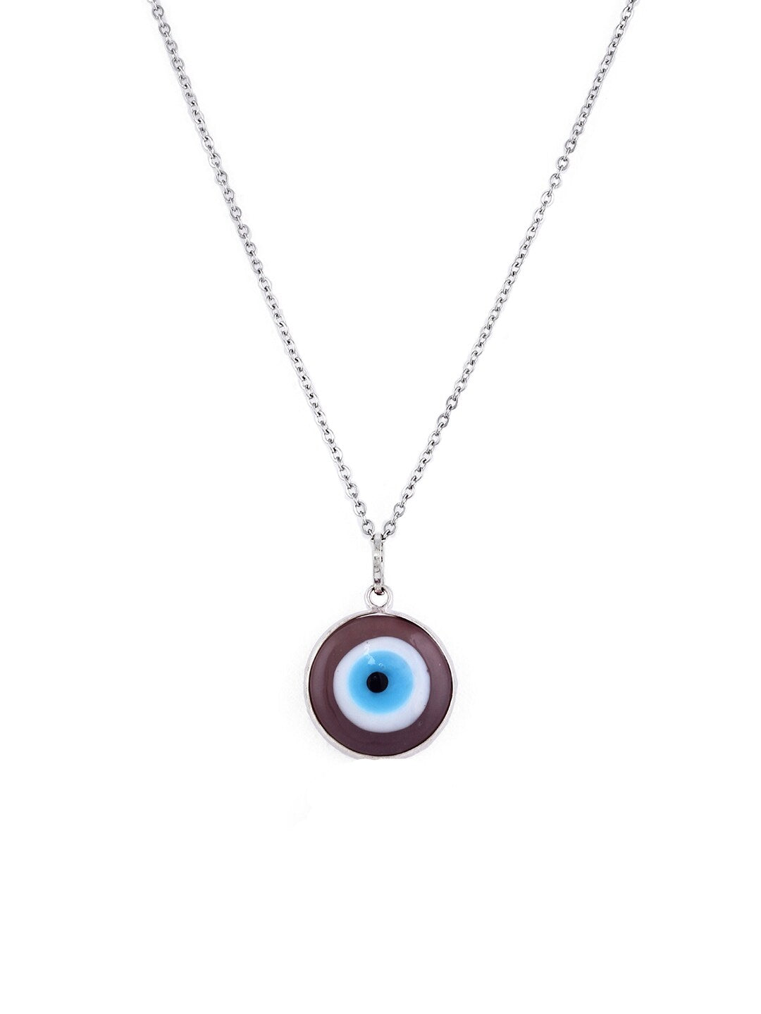 EL REGALO Silver-Toned & Blue Brass Real Stone Evil Eye Pendant Necklace - for Women and Girls
Style ID: 17206348