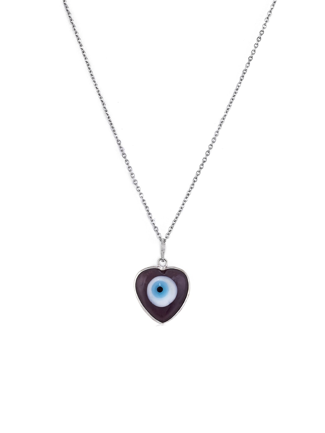 EL REGALO Silver-Toned & Purple Brass Heart-Shaped Evil Eye Pendant Necklace - for Women and Girls
Style ID: 17206388