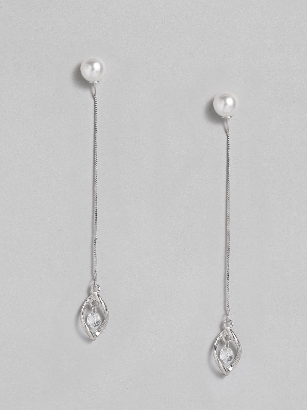EL REGALO White & Silver-Toned Pearl Beaded Contemporary Double-Sided Drop Earrings - for Women and Girls
Style ID: 16193862