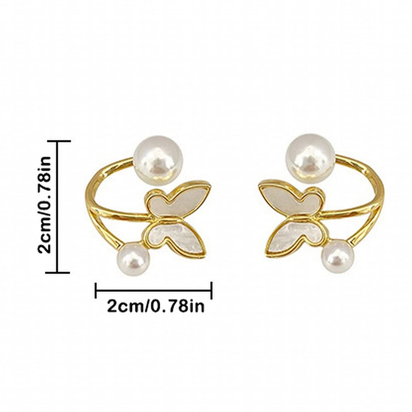 El Regalo Cute & Stylish Butterfly Pearl Cuff Crawler Hypoallergenic Earrings for Girls Women