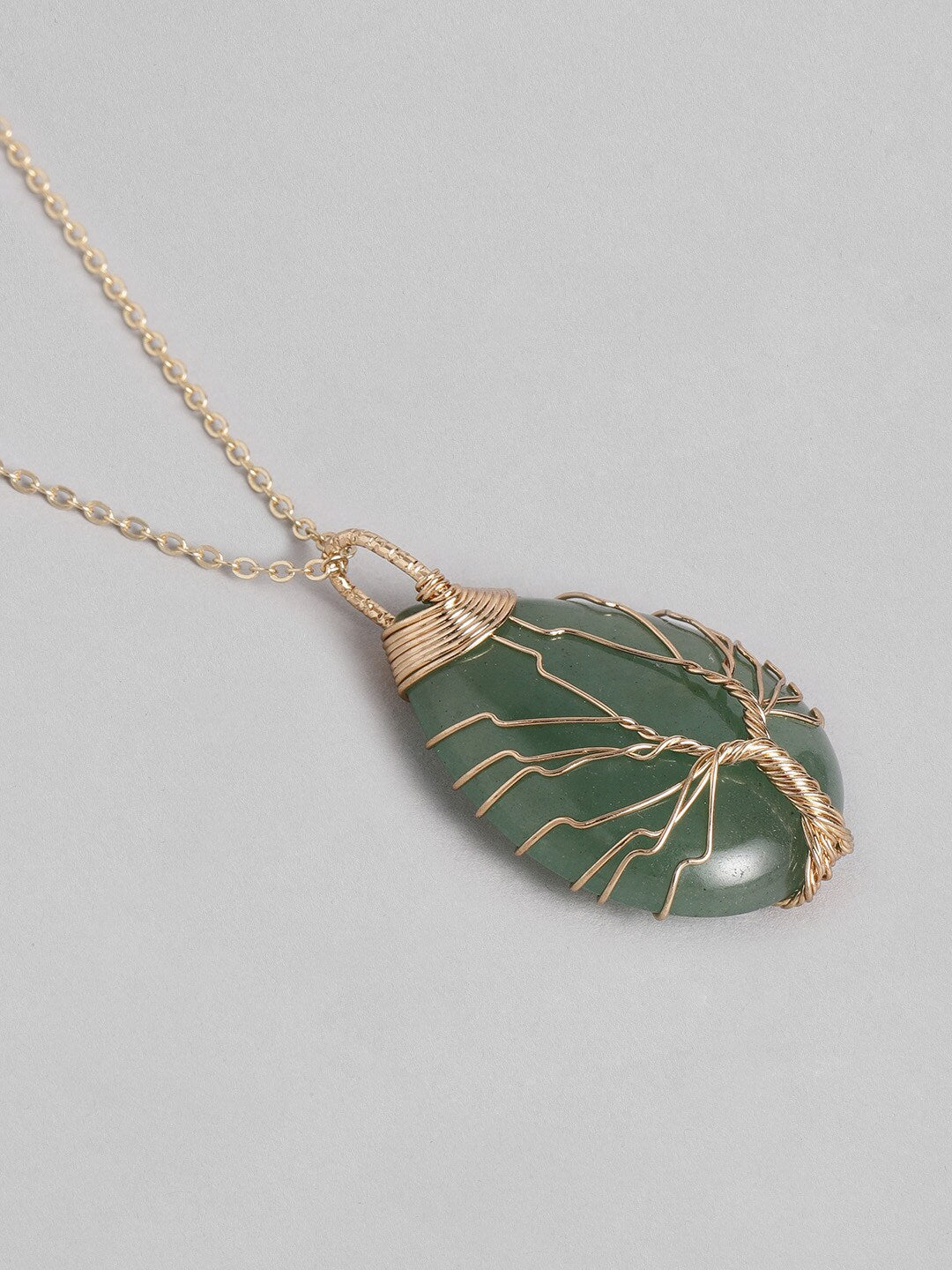 EL REGALO Green & Gold-Toned Tree of Life Teardrop Studded Handcrafted Link Necklace - for Women and Girls
Style ID: 16216058