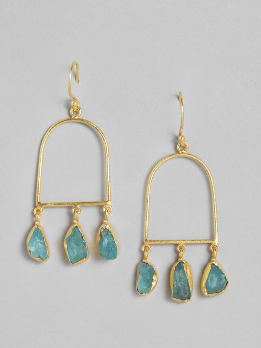 EL REGALO Gold-Toned & Green Neon Apatite Drop Earrings - for Women and Girls
Style ID: 16287440