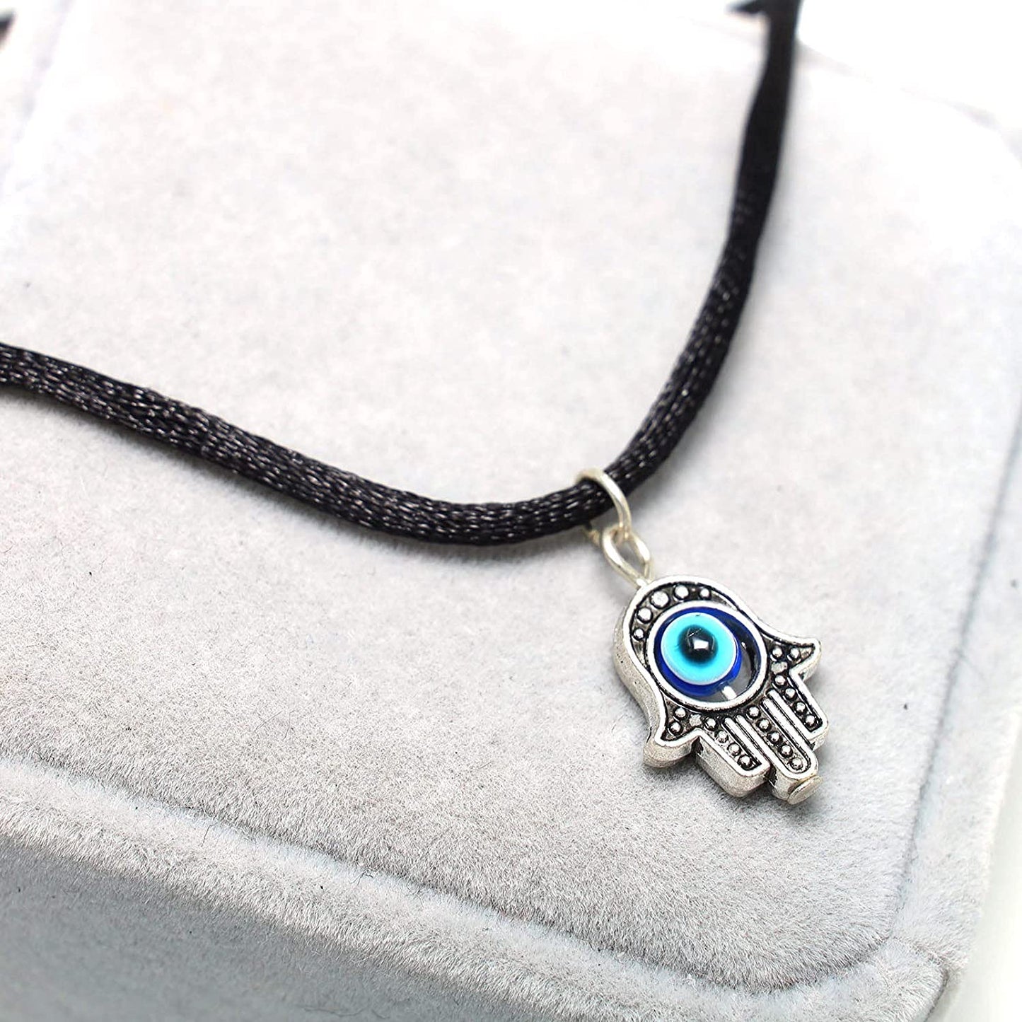 El Regalo Evil Eye Pendant Rope Necklace- Evil Eye Hamsa Hand Unisex Cord Necklace