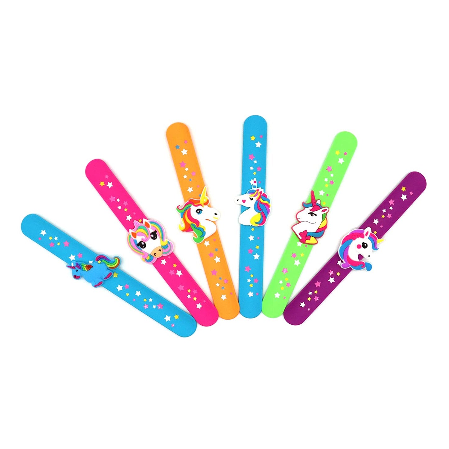 6 PCs Silicone unicorn Slap Bands/ Wrist Bands- Silicone Unicorn Wristband Birthday Party Favors, Boys Girls Party Favors Gifts Carnival Prizes Set