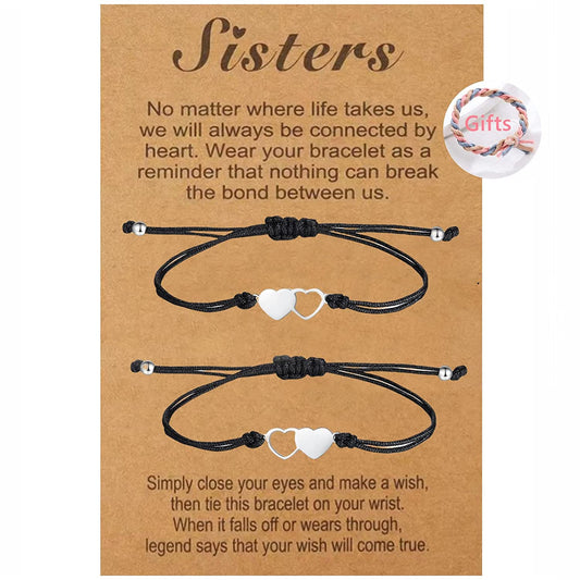 EL REGALO Sister Bracelets for 2/3 Pcs, Bff Friendship Matching Relationship Bracelets, Pinky Promise Bracelets for Women Girls, Adjustable Jewelry Gifts for Couples Best Friends Sisters