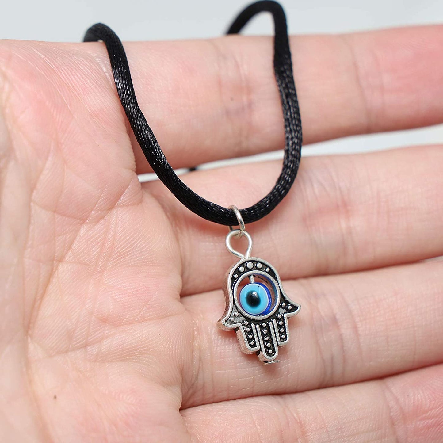 El Regalo Evil Eye Pendant Rope Necklace- Evil Eye Hamsa Hand Unisex Cord Necklace