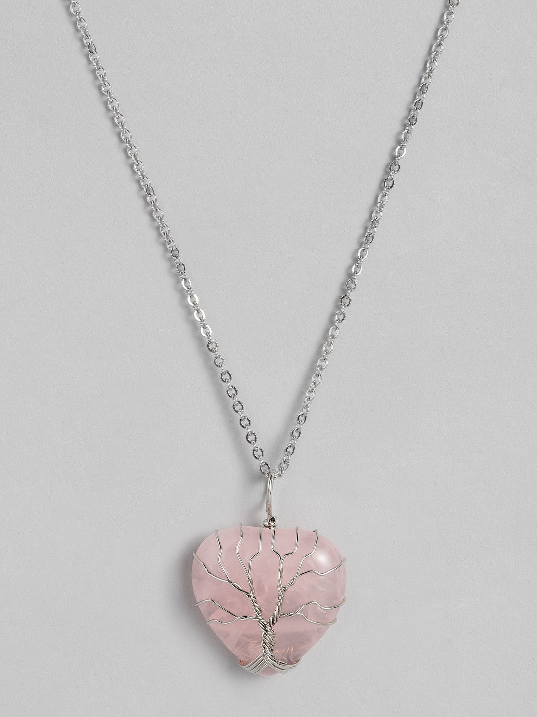 EL REGALO Pink & Silver-Toned Tree of Life Heart Shaped Handcrafted Link Necklace - for Women and Girls
Style ID: 16216060