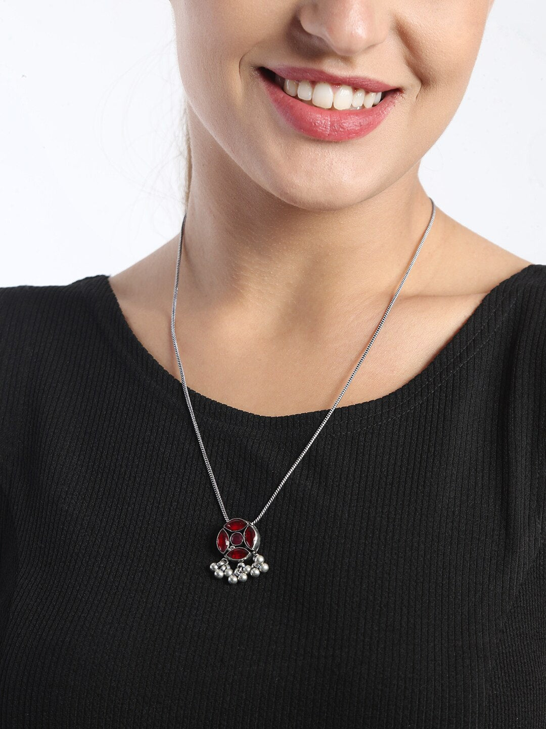 EL REGALO Red & Silver-Toned Handcrafted Necklace - for Women and Girls
Style ID: 17206352