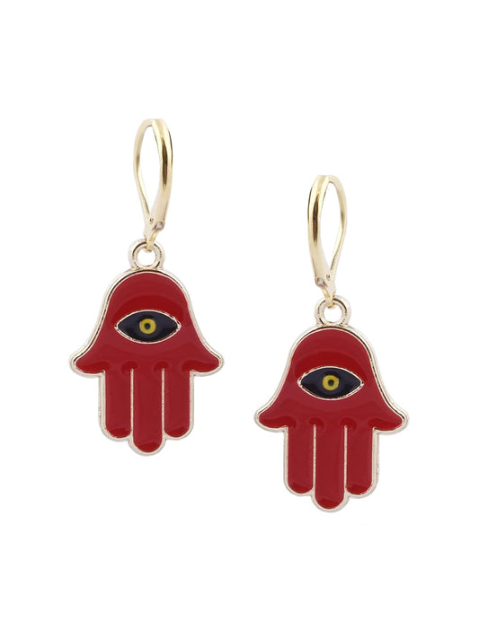 EL REGALO Red & Gold-Toned Contemporary Hamsa Drop Earrings - for Women and Girls
Style ID: 17227292