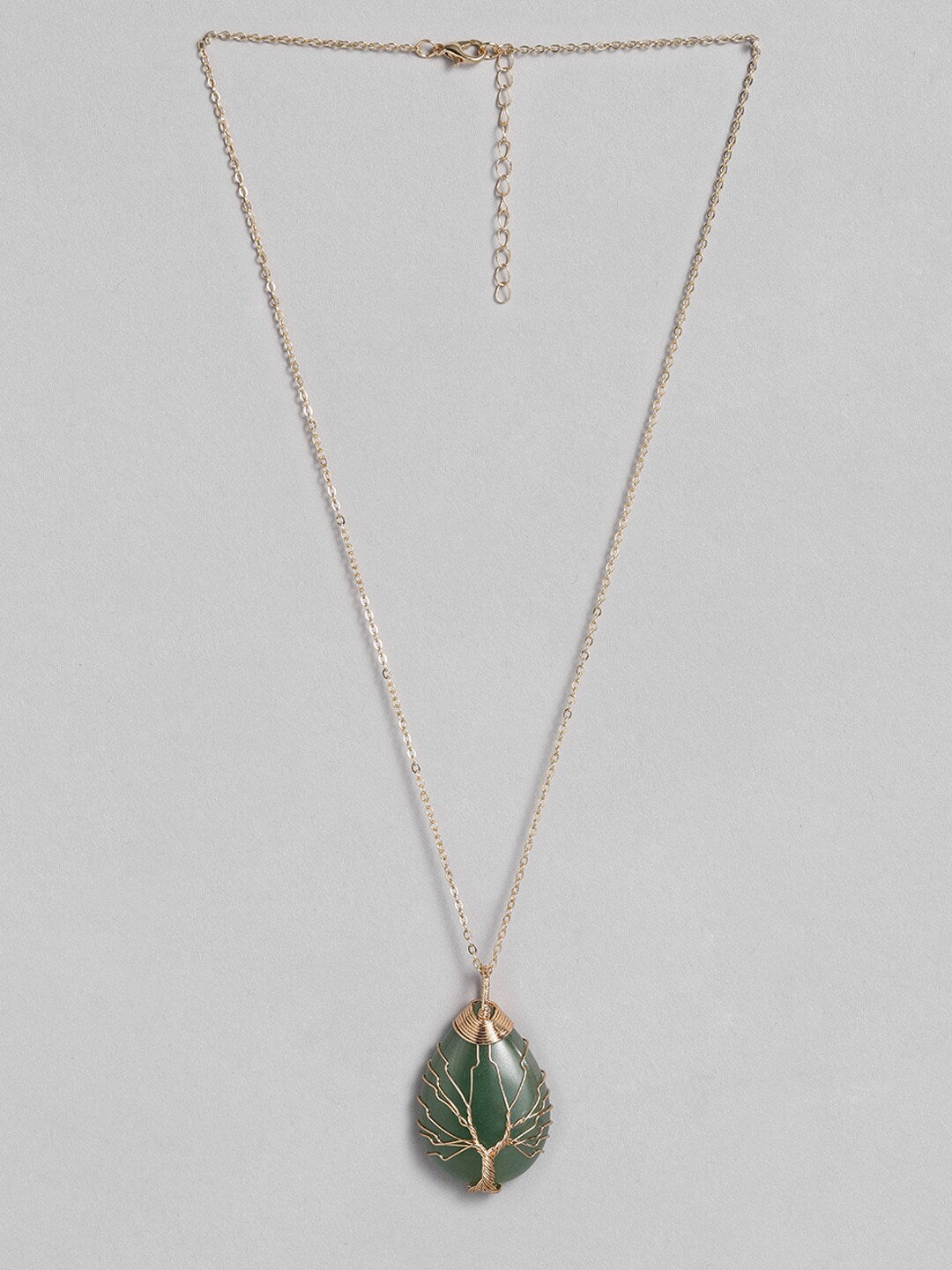 EL REGALO Green & Gold-Toned Tree of Life Teardrop Studded Handcrafted Link Necklace - for Women and Girls
Style ID: 16216058