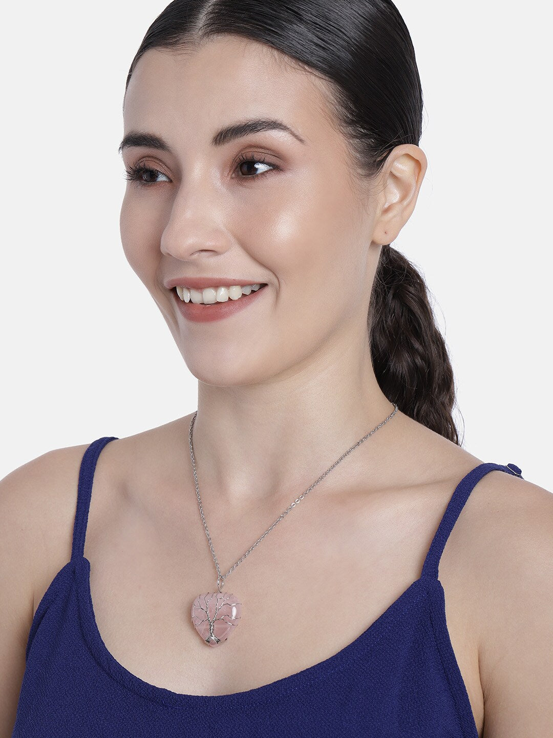 EL REGALO Pink & Silver-Toned Tree of Life Heart Shaped Handcrafted Link Necklace - for Women and Girls
Style ID: 16216060