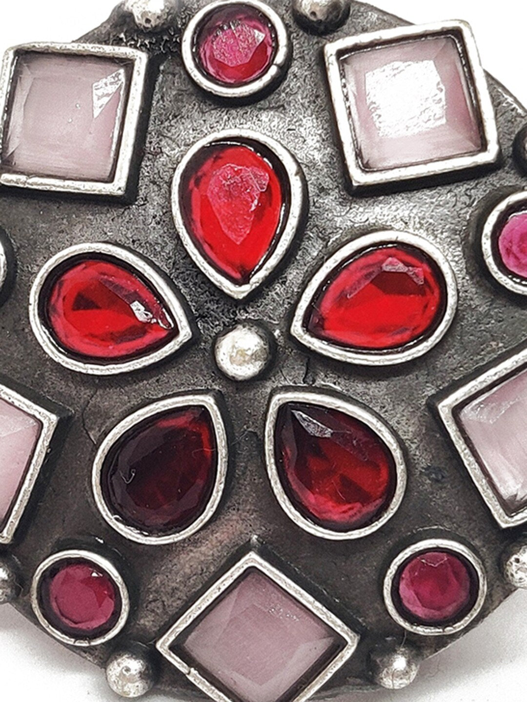 EL REGALO Silver-Toned Red & Pink Stone-Studded Finger Ring - for Women and Girls
Style ID: 16843726