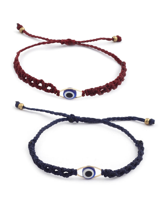 EL REGALO Men Blue & Maroon Handcrafted Evil Eye Charm Bracelet Set Of 2 - for Men
Style ID: 17157490