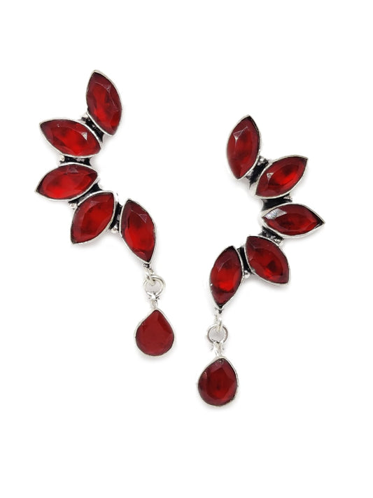 EL REGALO Silver-Toned & Red German Silver Floral Drop Earrings - for Women and Girls
Style ID: 16770262
